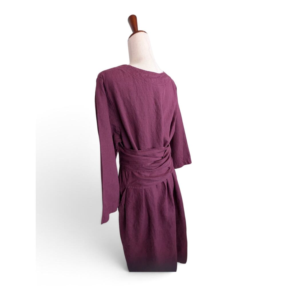 LEN OK BRAND 100% Linen Dress w/ Self Wrap Linen Tie and Side Pockets - XXL - Picture 10 of 15